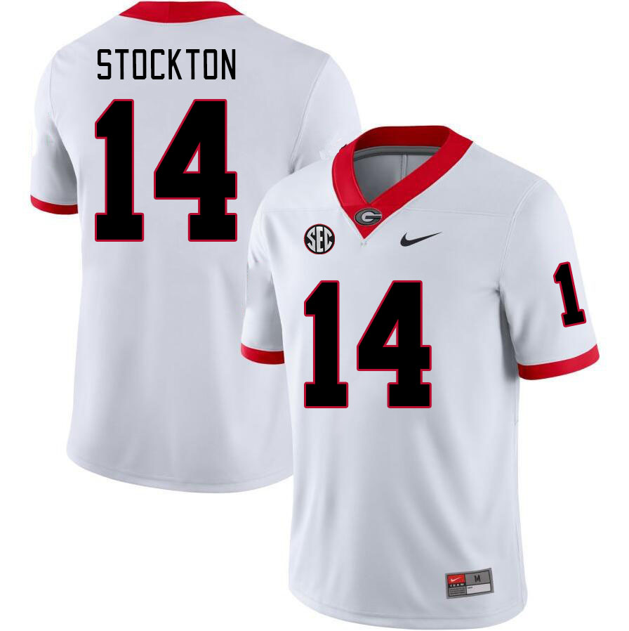 Men #14 Gunner Stockton Georgia Bulldogs College Football Jerseys Stitched-White